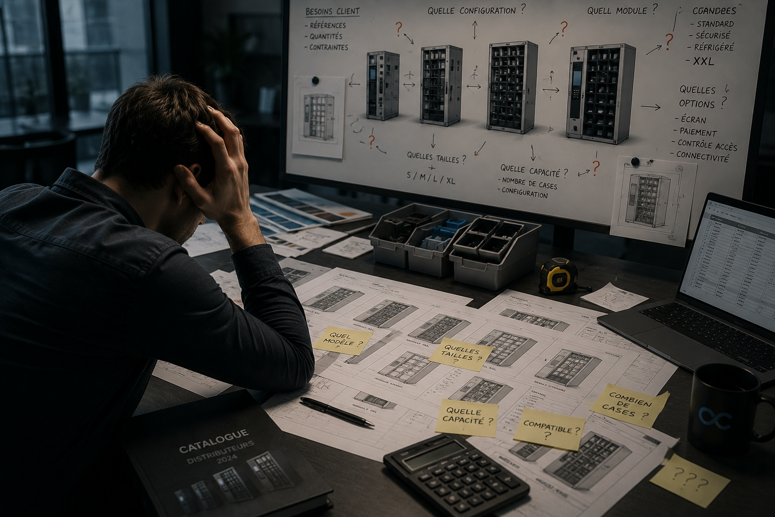 Configurateur de distributeur automatique par taille de case